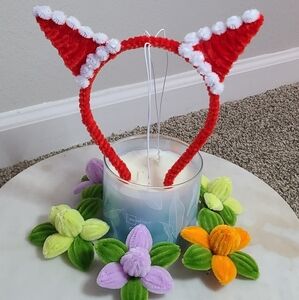 Red and White Cat Ear Headband